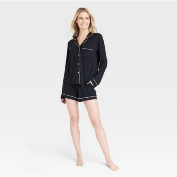 🌞2 for $35 Stars Above Women's Black Long Sleeve Short Set 2 pcs SzSmall - Picture 1 of 6